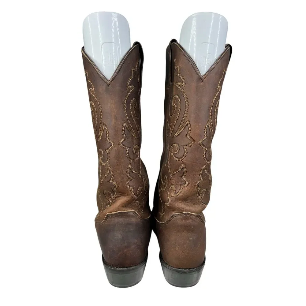 Justin Men's Brown Leather Western Cowboy Boot Size US 8 EE